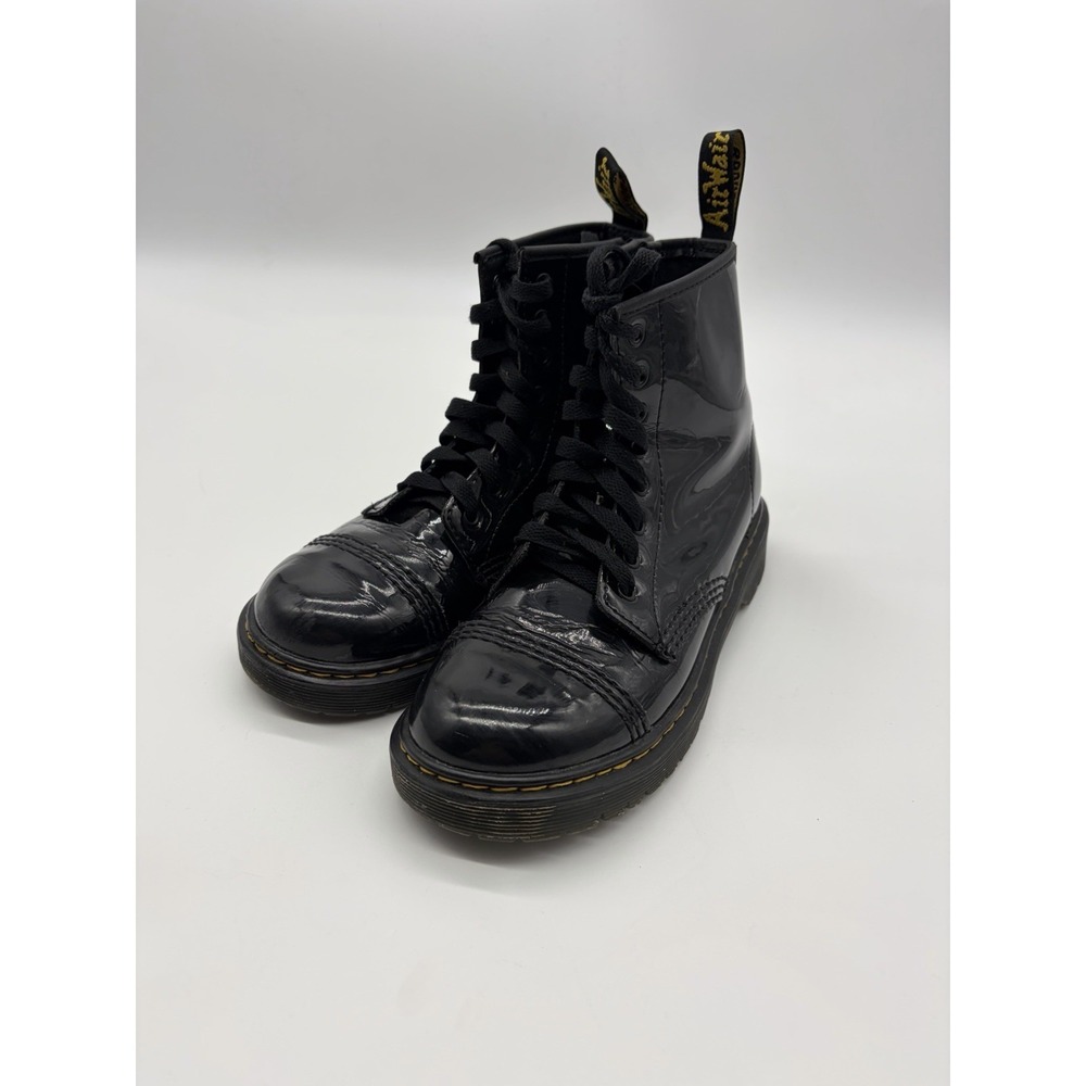 Dr.‎ Martens Y Girls Size 4 Black Patent Lamper Leather Zip Boots